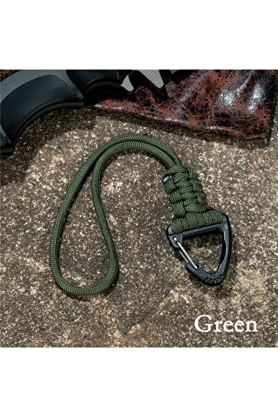 Choice Green 1pc Handwoven High Strength Rope Key Chain For Men, Tether Trian...