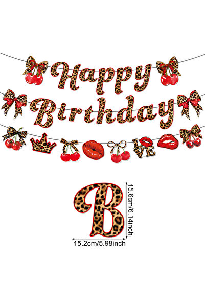 Choice لافتة عيد ميلاد سعيد بنقشة جلد النمر على شكل شفاه كرزية Y1215، زينة حف...