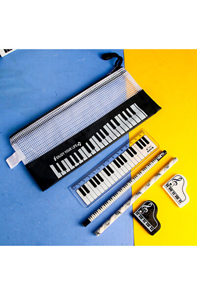 Choice محتويات الصورة: طقم مكون من 6 قطع، أدوات مكتبية بتصميم بيانو موسيقي، ه...