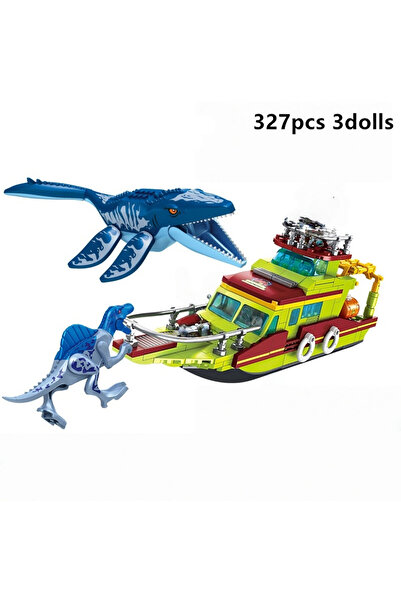 Choice NO BOX 327pcs 3dolls Jurassic Dinosaur Building Blocks, Mosasaurus & S...