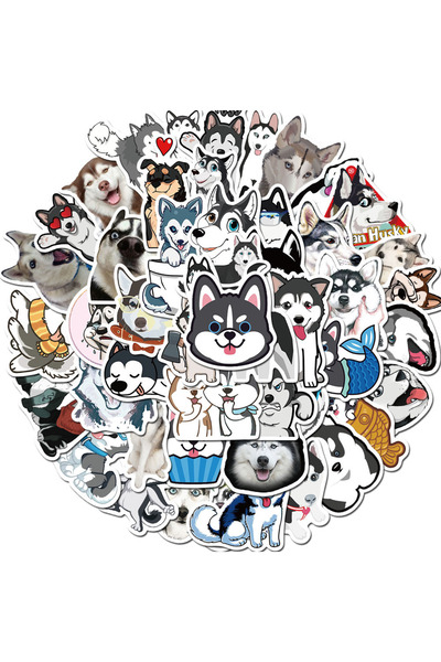Choice 50 قطعة من ملصقات جرافيتي لكلب هاسكي كرتوني مقاوم للماء، مثالية لأعمال...