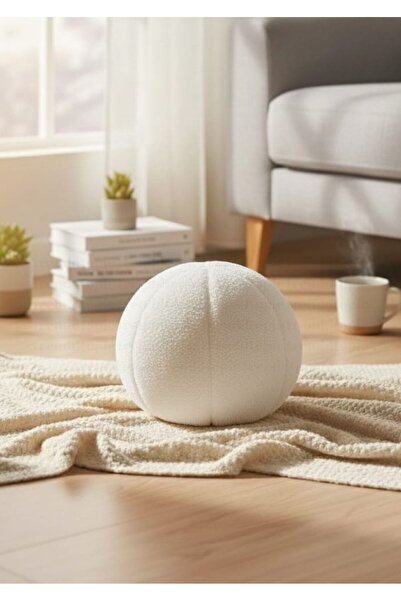 TrendTopic Dekoratif Peluş Top Kırlent Büyük Boy Yastık Minder