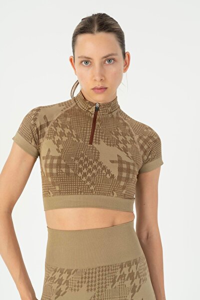 MARATON Slimfit Women's Crew Neck Mink Crop Top