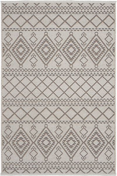 Cool Halı Marcos Vizon Bej Etnik Desen Bohem Otanik Dokuma Makinada Yıkanan K...