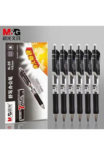 Choice black black 12pcs M&G Push-type Gel Pen 0.5 mm, Black/Blue Ink, Quick-...