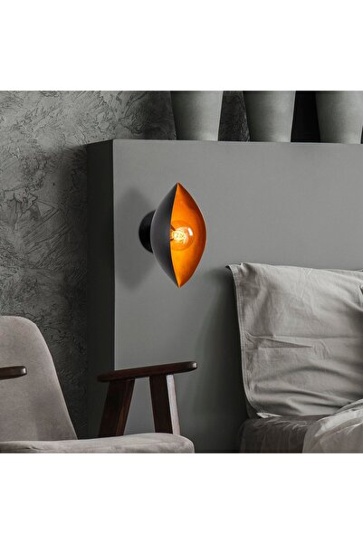 AmberLED حامل مصباح جداري معدني أنيق بتصميم فردي، أسود اللون، متوافق مع E27