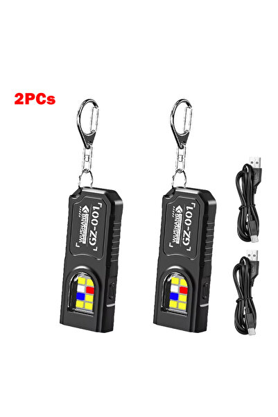 Choice 2pcs Mini Keychain Flashlight with Magnet Rechargeable Multifunction T...