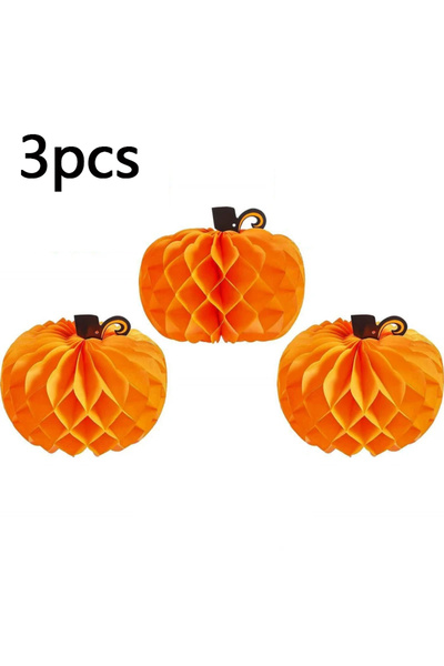 Choice 3 قطع من اليقطين الورقي على شكل خلية نحل، زينة معلقة للهالوين/عيد الشكر