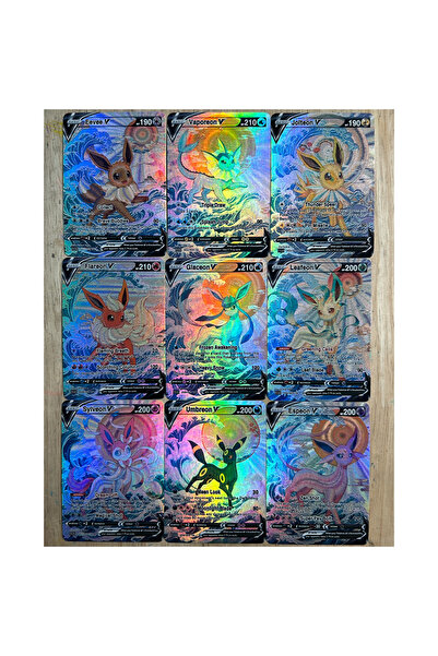 Choice Color Flash 9Pcs/set Anime PTCG Collection Card Eevee Vaporeon Leafeon...