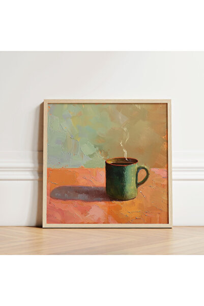 Tuba Decor Tablou pătrat cu rama din lemn ceașcă de cafea