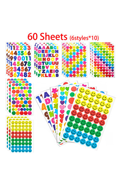 Choice4 ٦٠ ورقة متنوعة ١٠/٣٠/٦٠ ورقة، ملصقات مكافآت للأرقام والحروف ودفتر الق...