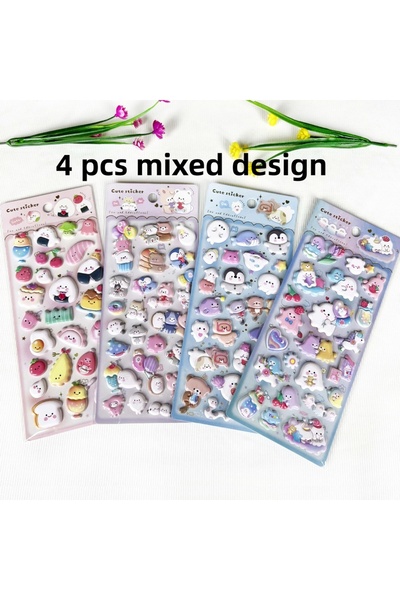 Choice1 ٤ قطع بتصميمات متنوعة، ٤ قطع ملصقات فوم ثلاثية الأبعاد جديدة على شكل ...