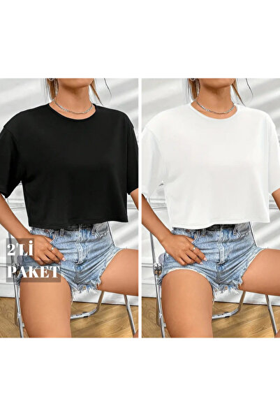 EYAX MODA Set od 2 Oversize kroj Skraćeni kroj T-shirt