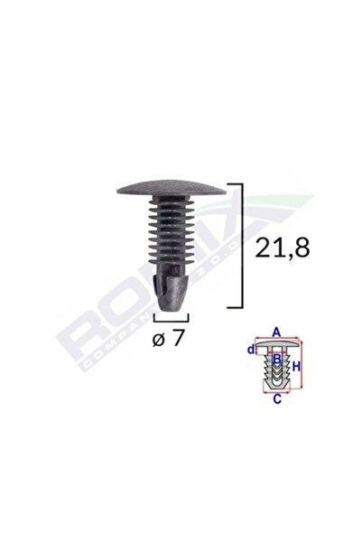 ROMİX Clips Tapiterie Pentru Hondahyundaitoyota 7X218Mm - Negru Set 10 Buc