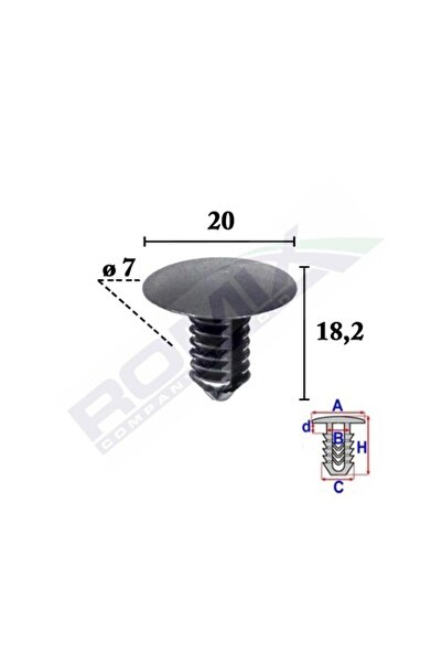 ROMİX Clips Tapiterie Pentru Grup Vag 7X182Mm Negru - Set 10 Buc
