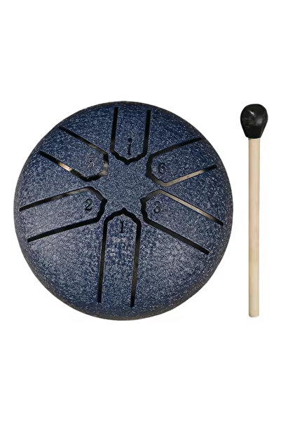 Choice Navy Blue 3-inch 6-tone Steel Tongue Drum Mini Hand Drum Meditation Ra...