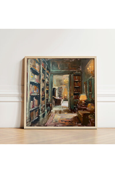 Tuba Decor Tablou pătrat cu rame din lemn biblioteca mea