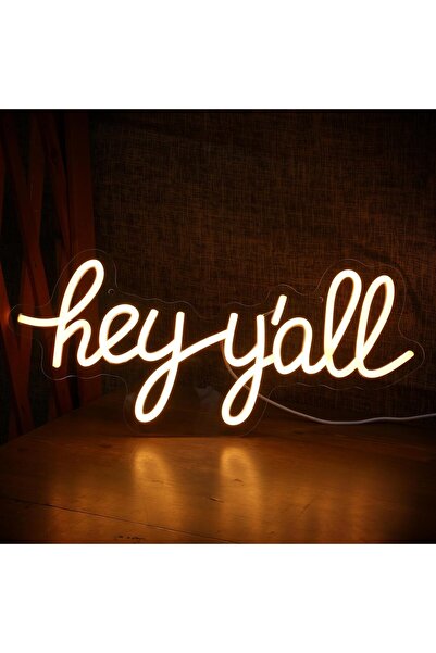 Slasa لوحة نيون "مرحباً يا جماعة" مقاس 20 × 43 سم، ديكور حائط LED