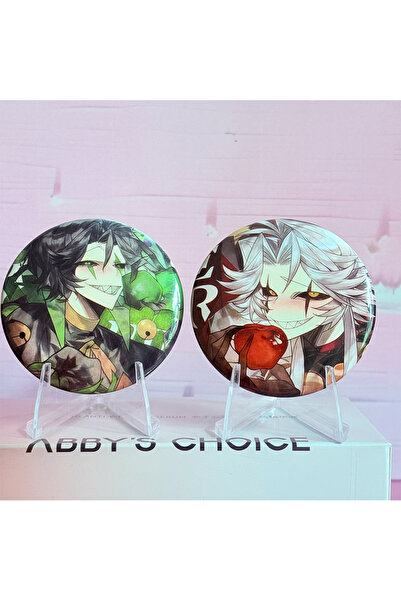 Choice set Game The Freak Circus Figure Pierrot Harlequin Brooches Round Tinp...