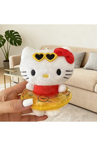 Choice سلسلة مفاتيح هيلو كيتي على شكل دائرة سباحة من سانريو، قلادة صيفية إبدا...