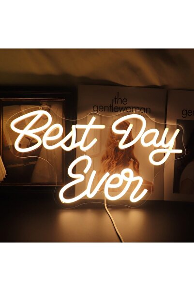 Slasa لافتة نيون "أفضل يوم على الإطلاق" مقاس 42 × 23 سم، مزودة بإضاءة LED، لت...