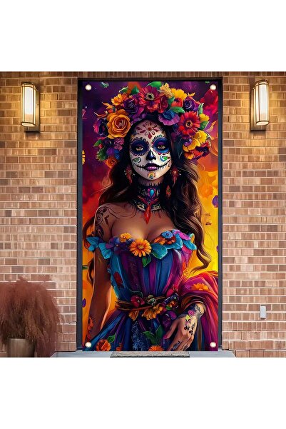 Choice 180X90 MULTI 1PCS Vivid Mexican Style Door Curtain - Flower Lady Desig...