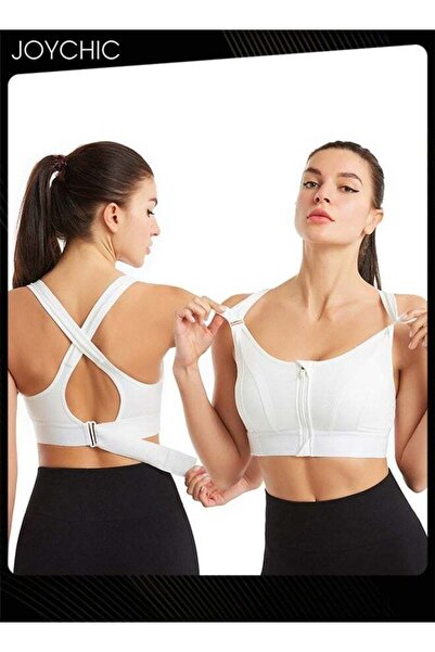 Joychic Women's Adjustable Front Zip Sports Bra