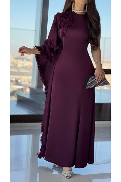 Opera Fashion فستان سهرة أنيق بقصة ناعمة وتفاصيل ورود جانبية