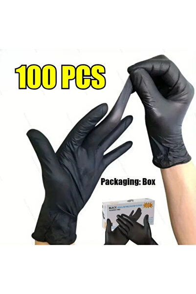 Choice 100 قطعة - علبة واحدة من قفازات النتريل السوداء، قفازات صناعية غير معق...