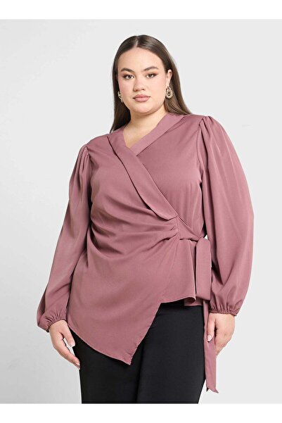 GINGER PLUS V-Neck Blouse with Tie