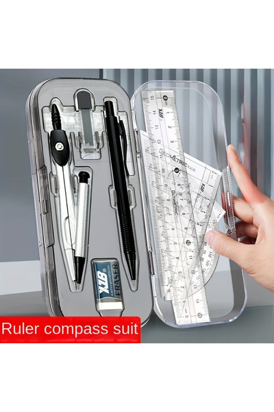 Choice black Transparent Plastic Geometry Compass and Ruler Set - Durable Dra...