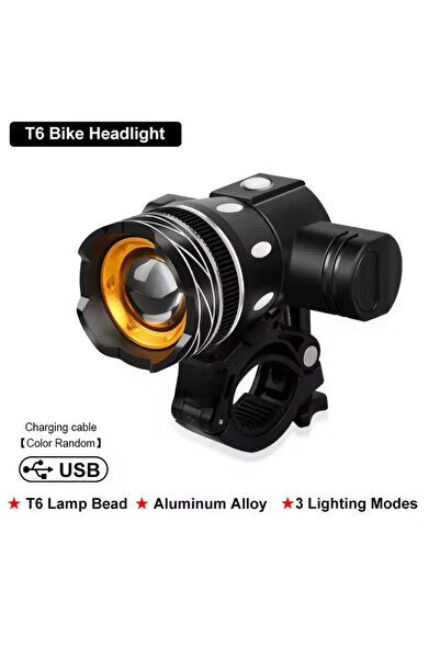 Choice مصباح أمامي أسود للدراجة بثلاثة أوضاع إضاءة، مصباح LED T6 أمامي للدراج...