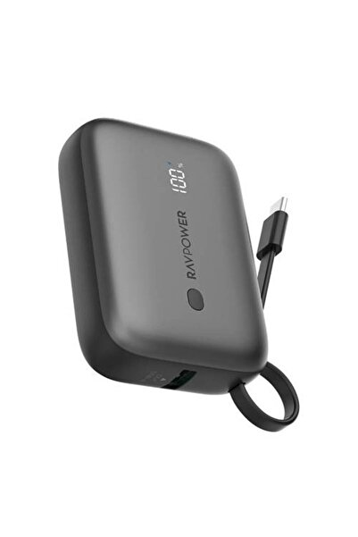RavPower باور بانك من راف باور بسعة 10000 مللي أمبير وقوة 20 واط مع كابل تايب...