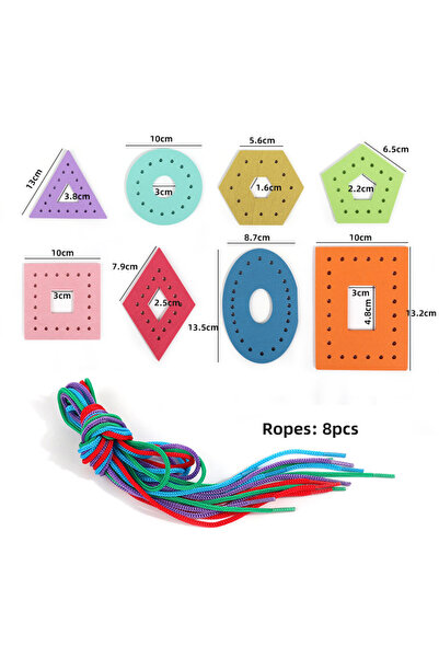 Choice colorful Wooden Lacing Cards Threading Game Teaching Aids Lacing Shape...