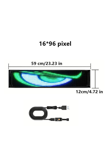Choice 16x96 pixels 2pcs Car Devil Eyes Light LED Flexible Screen Custom Text...