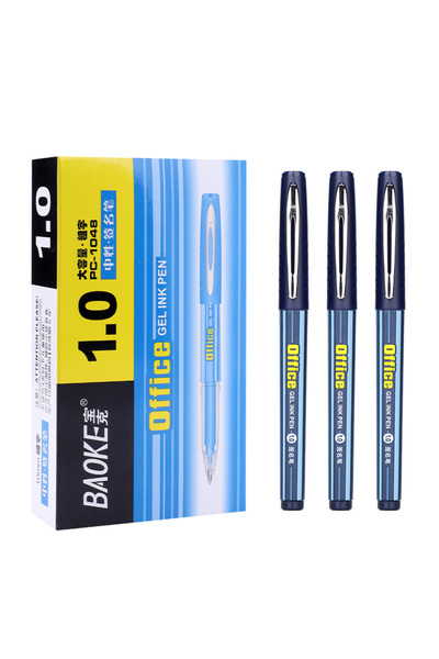 Choice 12 قلم حبر جاف مكتبي أزرق من باوكي PC1048، مقاس 1.0 مم، حبر أسود وأزرق...