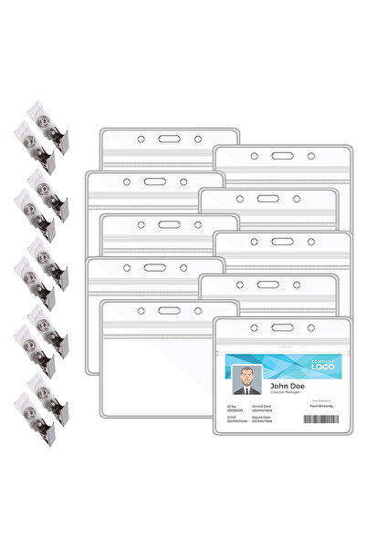 Choice 10pcs badge holder, transparent business card holder with 10pcs clips,...