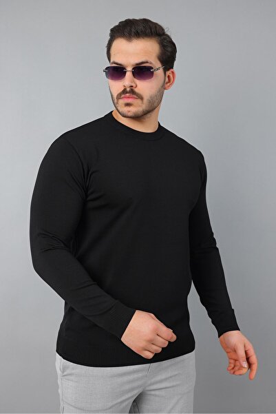 masso Men's Long Sleeve Crew Neck Plain Knitwear