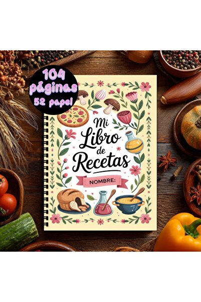 Choice WHITE A5 Spanish Recipe Spiral Notebook, Blank Personal Recipe book, S...