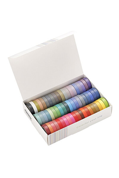 Choice1 مجموعة من 60 لفة من شريط واشي بألوان قوس قزح، رفيعة 8 مم، مثالية لأعم...