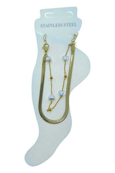 NKIE JEWELS خلخال من الفولاذ على شكل قلب إيطالي ذهبي اللون - 3495