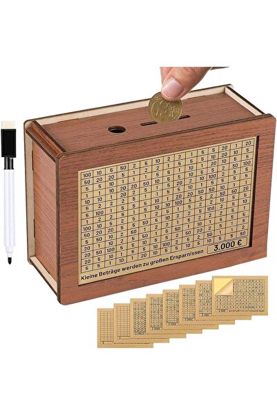earss Wooden Money Saving Box with Counter & Erasable Marker – Reusable Cash,...