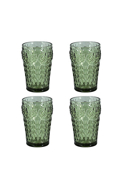 Lucky Art Florine 4-Piece Glass Water Glass Set Green