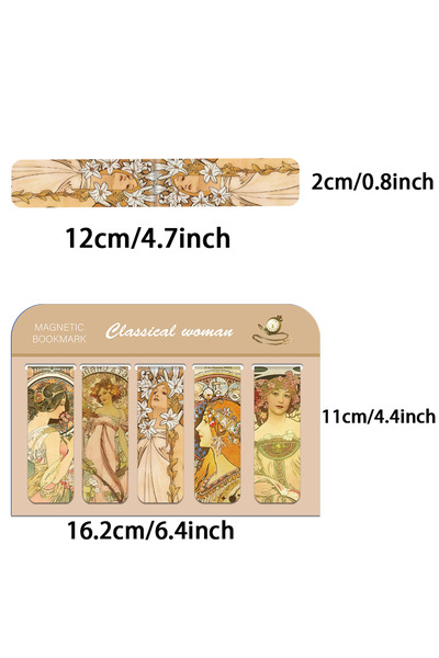 Choice 5pcs 5pcs Mucha Magnetic Bookmarks Classic Drawings Gifts Literary Per...