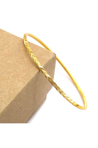 Trenddora Altın Renk 22 Ayar Kaplama Başak Desenli Ajda Bilezik 22 Cm. 1 Adet...