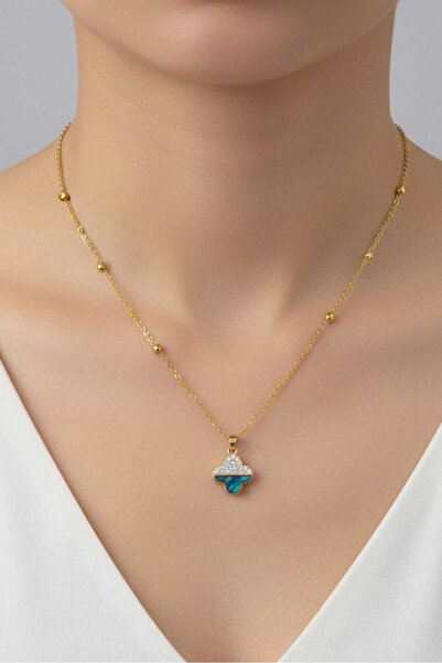 NKIE JEWELS قلادة فان كليف الذهبية اللون مع أحجار البرسيم - ستة موديلات من ال...