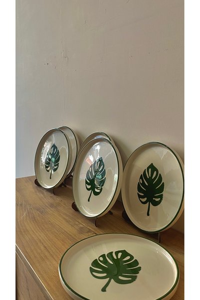 NOKTAPORSELENVESERAMİK 6-Piece Chubby Leaf Circle Tokyo Series Breakfast Set 6 Pieces