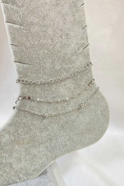 NKIE JEWELS Silver Color Extension Singapore Ball Chain Steel Anklet - 3275