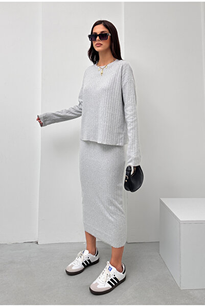 eyyebelle Women's Interlock Fabric Blouse Skirt Set