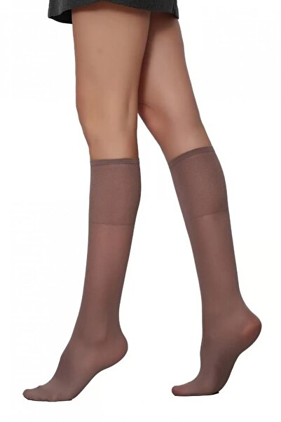 Çorapdiyari Comfort Tires Non-Squeezing Knee-Length Socks Mink 3 Pairs